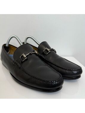 Peter Millar Black Leather Horse Bit Driving Loafer Shoe Men 8.5 Dress Shoe Moc
